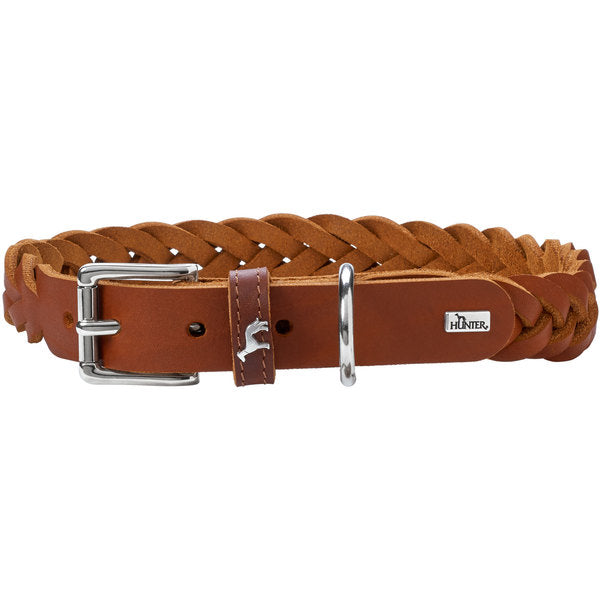 Hunter Lederhalsband Solid Education Special cognac / S 45 / 33 - 38 cm Halsumfang Breite 2.5 cm