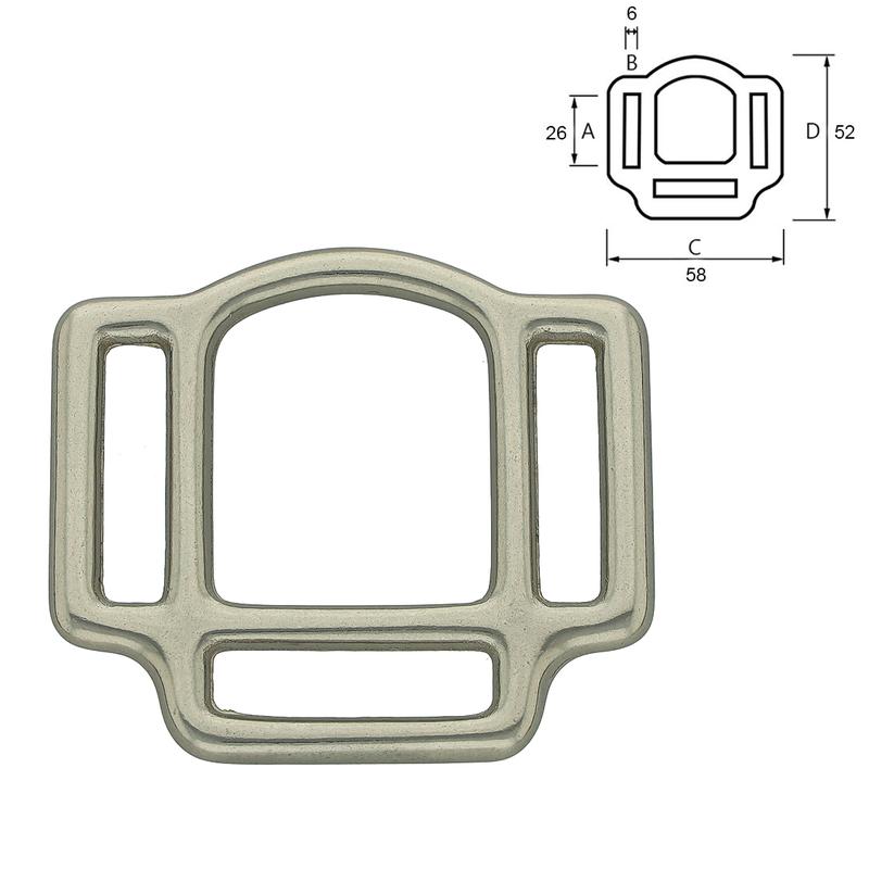Halfterviereck mit 3 Öffnungen Edelstahl
