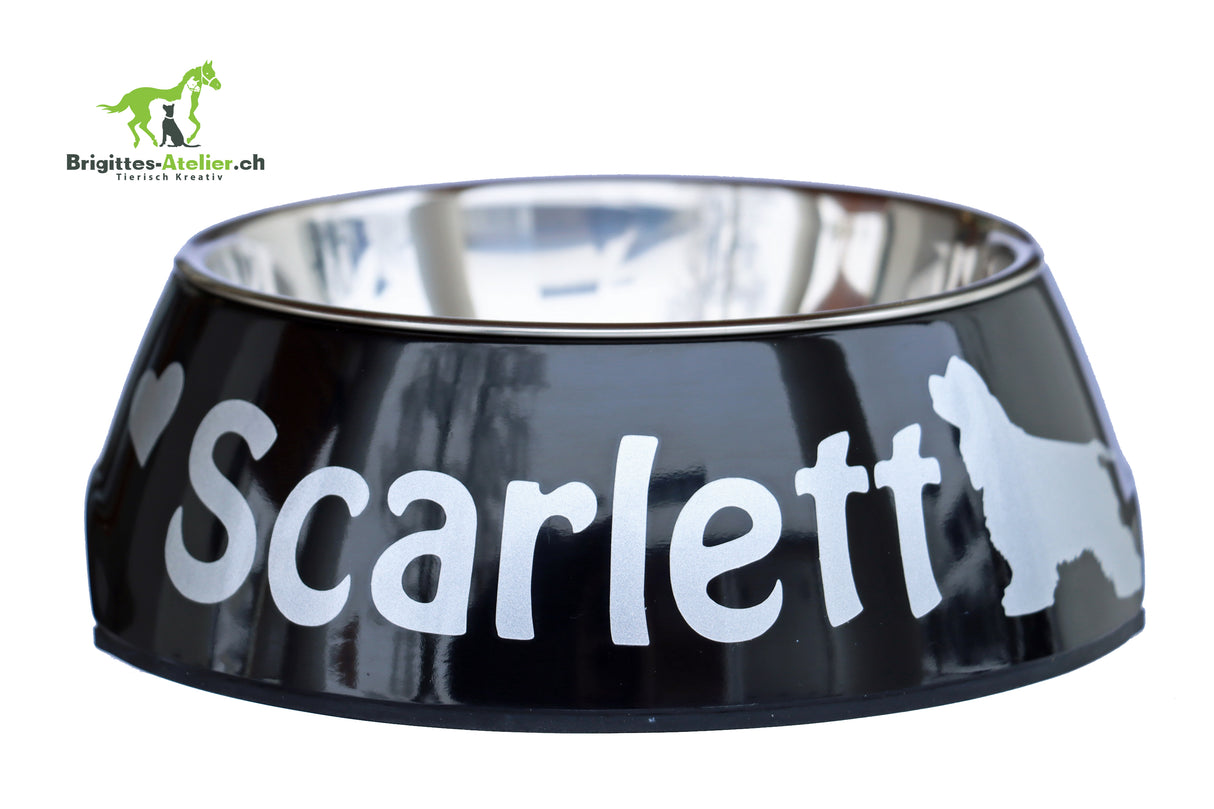 Hunter Melaminnapf schwarz mit oder ohne Beschriftung