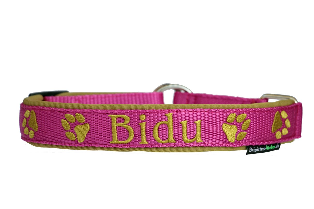 đŸ Halsband mit Pfotenmotiv â personalisiert & individuell / Preis inkl. Stickerei & Neopren-Polsterung (Basis: 2,5 cm Gurtband / ca. 3,5 cm Gesamtbreite). Weitere Optionen können den Endpreis verĂ€ndern.