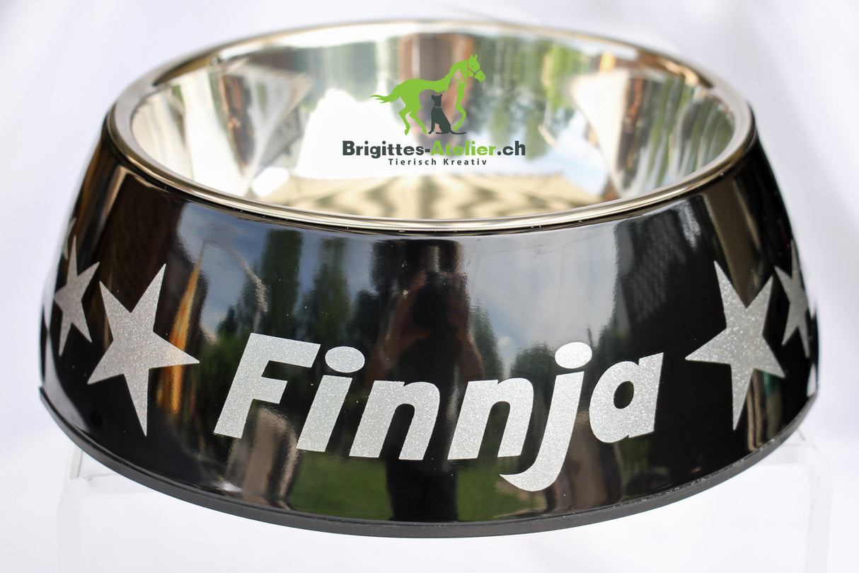 Hunter Melaminnapf schwarz mit oder ohne Beschriftung