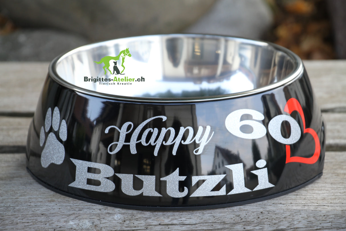 Hunter Melaminnapf schwarz mit oder ohne Beschriftung