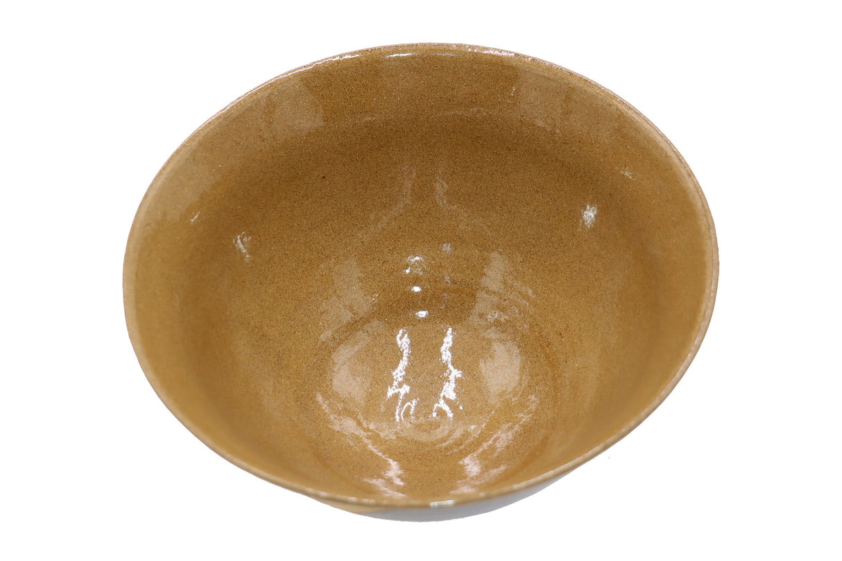 Keramikschüssel "Granum" – Große Schale im Naturton mit Glasurpunkte