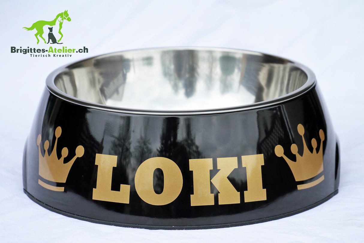 Hunter Melaminnapf schwarz mit oder ohne Beschriftung