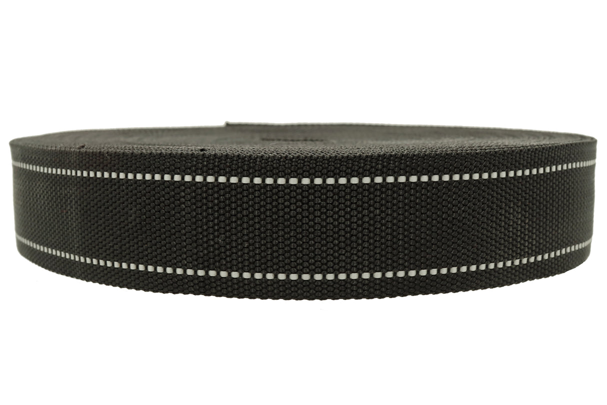 Polypropylen Gurtband schwarz ( PP ) 2.1 mm / 50 mm reflektierend