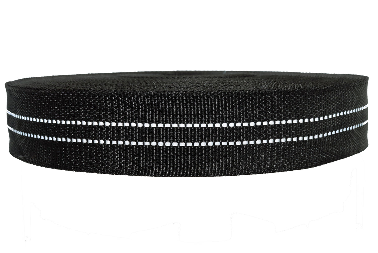 Polypropylen Gurtband schwarz ( PP ) 2.1 mm/ 50 mm reflektierend mittig