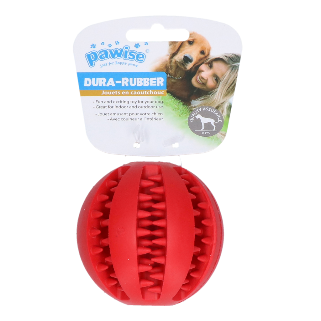 Pawise Dura-Rubber Ball Rot 7.5 cm mit Seil