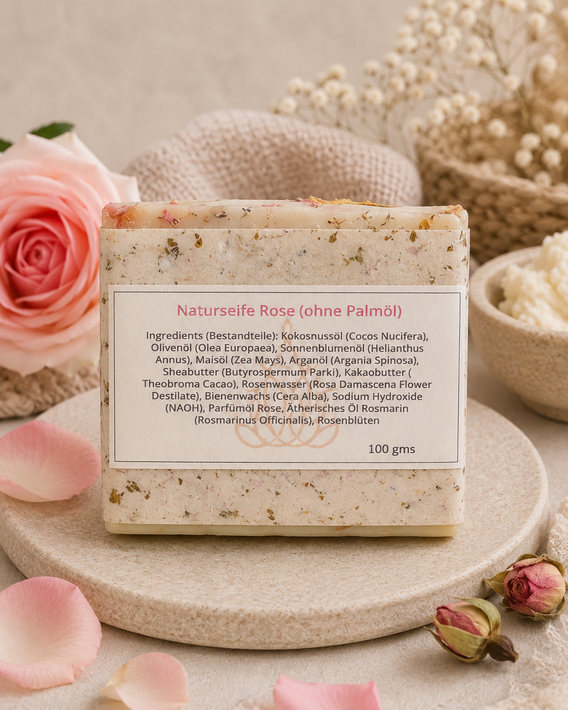 Naturseife Rose 100 g OHNE PALMÖL