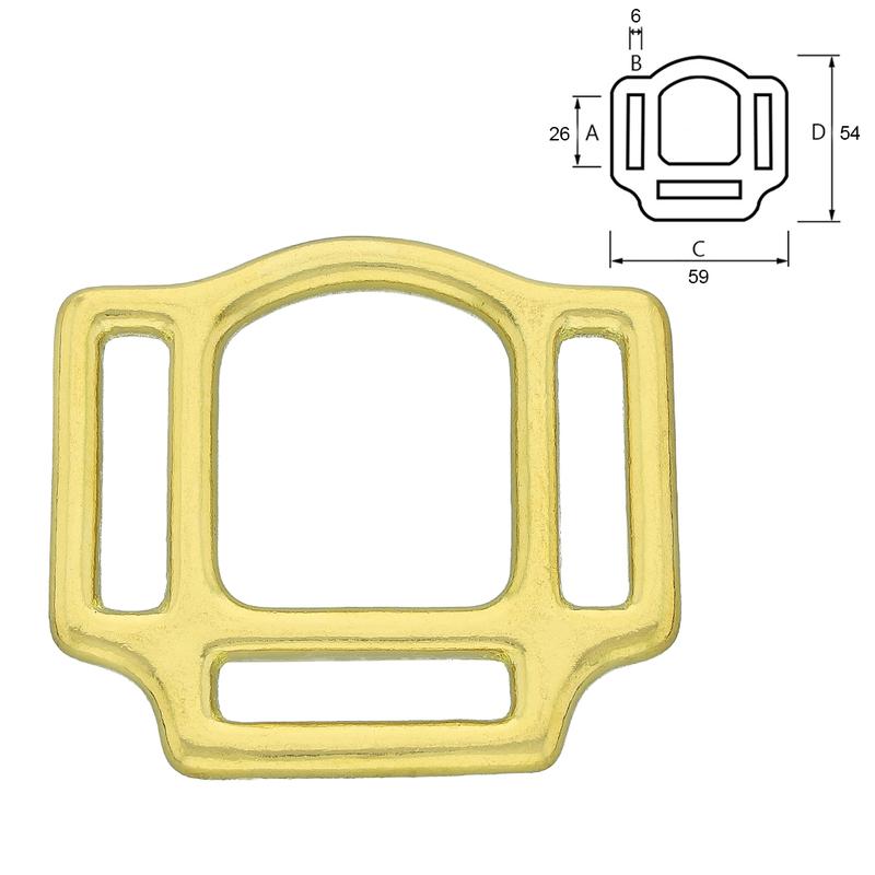 Halfterviereck mit 3 Öffnungen messing