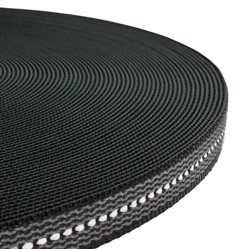 Anti-Rutsch Gurtband mit Gummifäden und stark reflektierenden Streifen - schwarz