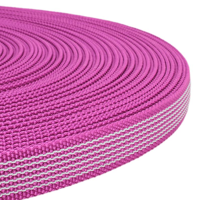 Anti-Rutsch Gurtband mit Gummifäden - pink 2 cm weisser Gummi