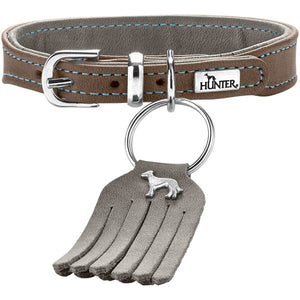 Hunter Lederhalsband Lucca petit walnuss/grau / 30 23-27 cm 1.5 cm Breite