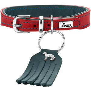 Hunter Lederhalsband Lucca petit  rot/türkis 27 20-24 cm 1.5 cm Breite