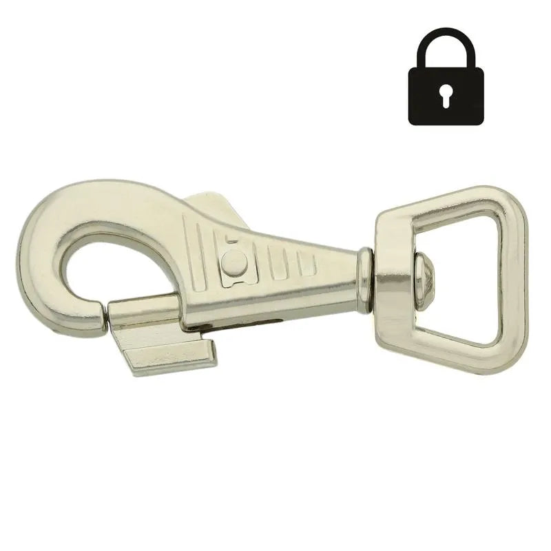 Karabiner Deluxe 82 mm/20 vernickelt mit Sicherheitsverschluss