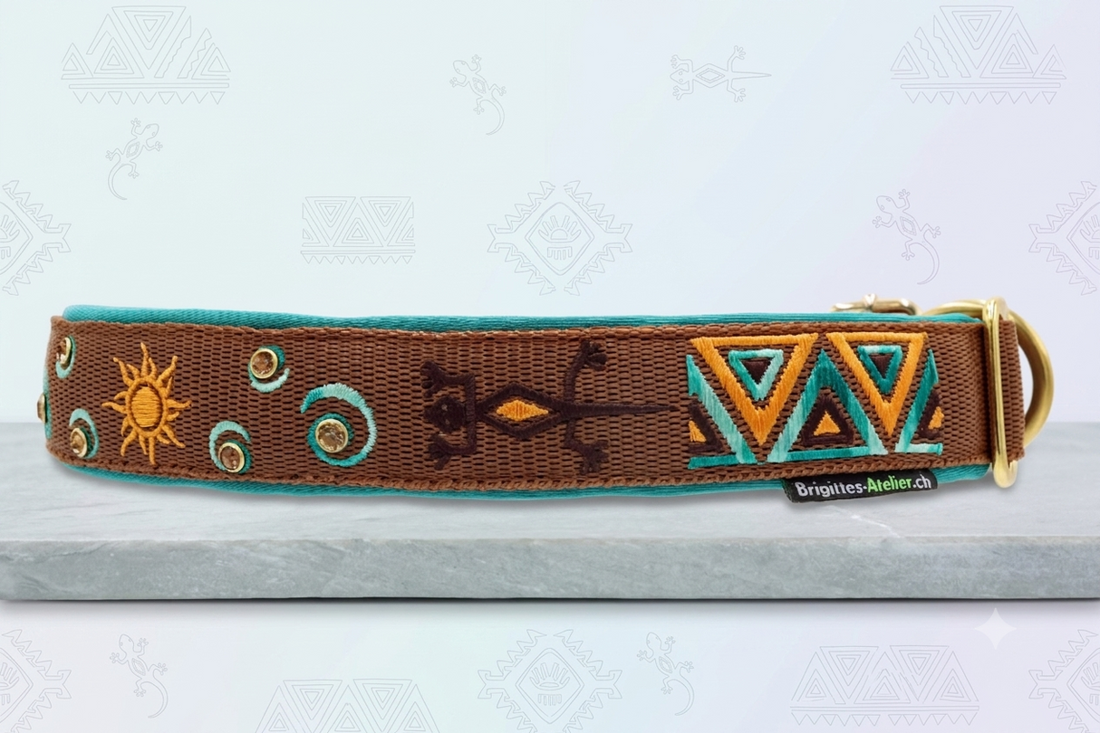 „Aztec Sun“– Ethno Zugstopp-Halsband / Sofortkauf / Innenumfang ca. 45-53 cm