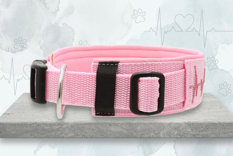 'Heartbeat Rose' – extrabreites Klickhalsband/ extra Breit/ Sofortkauf / Innenumfang ca. 42 - 47 cm