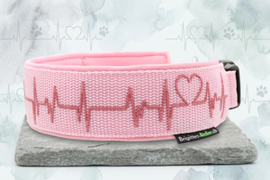 'Heartbeat Rose' – extrabreites Klickhalsband/ extra Breit/ Sofortkauf / Innenumfang ca. 42 - 47 cm