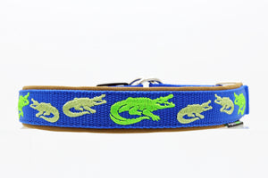 🌿🐊 Halsband „Wild River“ – personalisiert & individuell / Preis inkl. Stickerei & Neopren-Polsterung (Basis: 2,5 cm Gurtband / ca. 3,5 cm Gesamtbreite). Weitere Optionen können den Endpreis verändern.