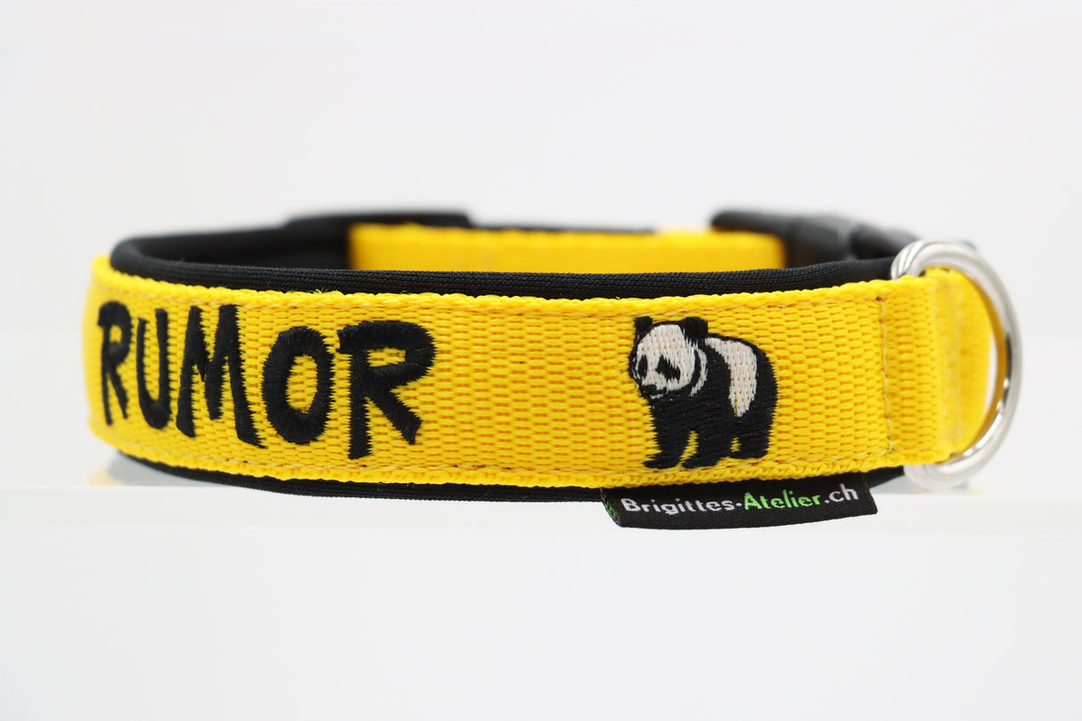🐼 Halsband 'kleiner Panda' – personalisiert & individuell / Preis inkl. Stickerei & Neopren-Polsterung (Basis: 2,5 cm Gurtband / ca. 3,5 cm Gesamtbreite). Weitere Optionen können den Endpreis verändern.