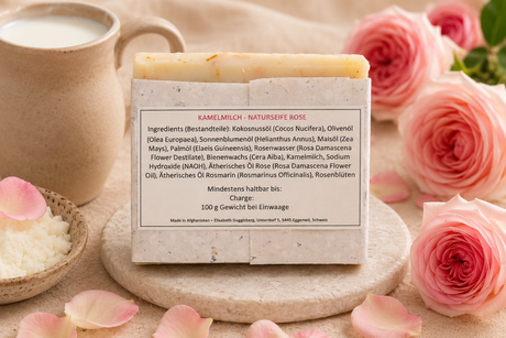 Naturseife Rose 100 g mit Kamelmilch OHNE PALMÖl