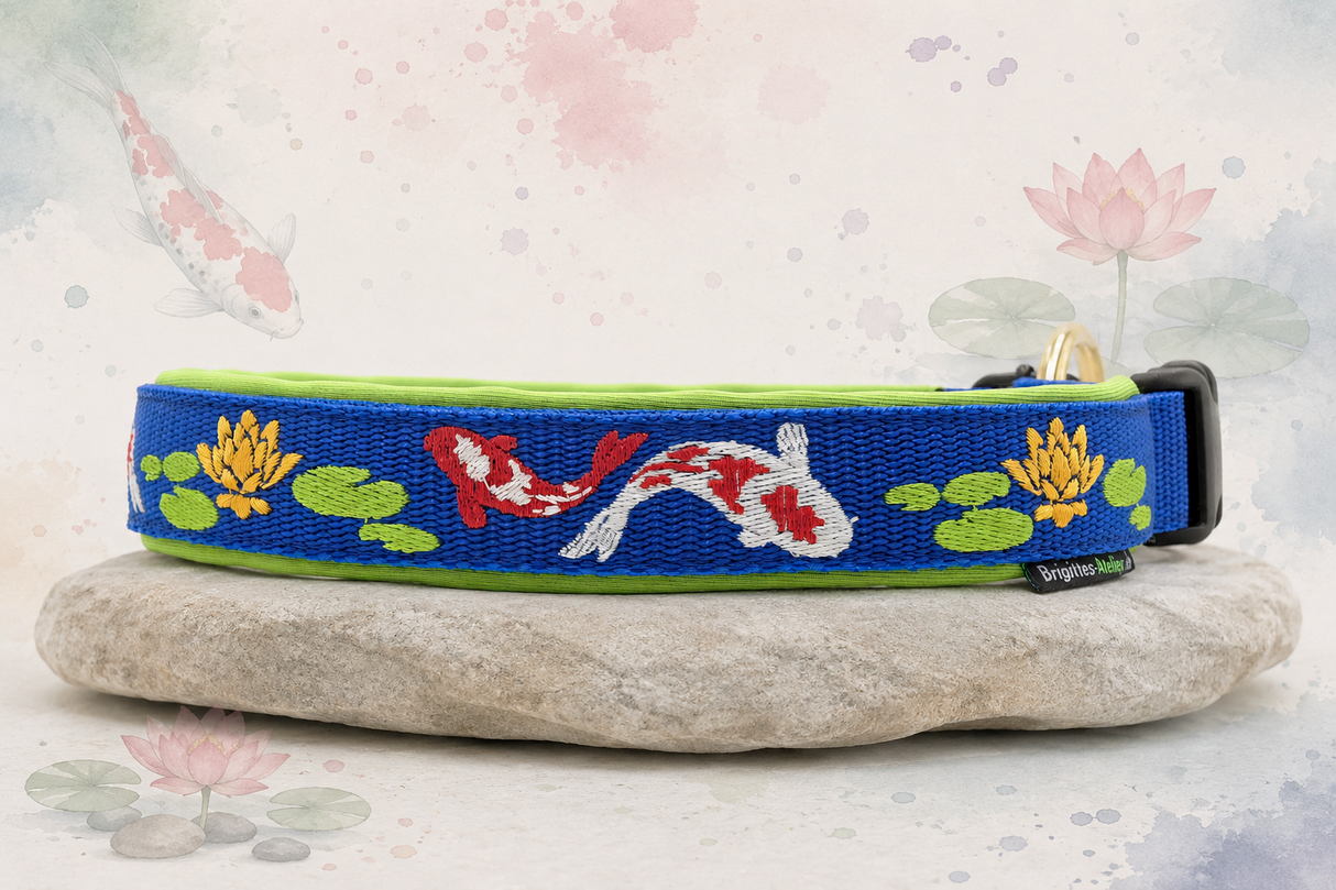 🐟 Halsband „ Koi Garden“ Zugentlastungshalsband / Sofortkauf / Innenumfang ca. 46-53 cm