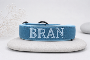 Namenshalsband – personalisiert & individuell / Preis inkl. Stickerei & Neopren-Polsterung (Basis: 2,5 cm Gurtband / ca. 3,5 cm Gesamtbreite). Weitere Optionen können den Endpreis verändern.