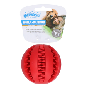 Pawise Dura-Rubber Ball Rot 7.5 cm mit Seil