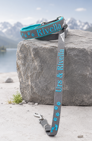 Halsband 'Bergpfoten' gemeinsam unterwegspersonalisiert & individuell / Preis inkl. Stickerei & Neopren-Polsterung (Basis: 2,5 cm Gurtband / ca. 3,5 cm Gesamtbreite). Weitere Optionen können den Endpreis verändern.
