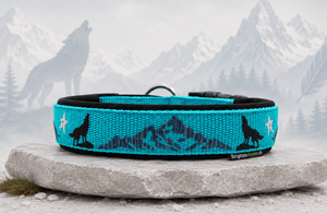 Halsband 'Ruf der Wildnis'– personalisiert & individuell / Preis inkl. Stickerei & Neopren-Polsterung (Basis: 2,5 cm Gurtband / ca. 3,5 cm Gesamtbreite). Weitere Optionen können den Endpreis verändern.