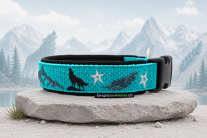Halsband 'Ruf der Wildnis'– personalisiert & individuell / Preis inkl. Stickerei & Neopren-Polsterung (Basis: 2,5 cm Gurtband / ca. 3,5 cm Gesamtbreite). Weitere Optionen können den Endpreis verändern.