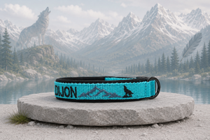Halsband 'Ruf der Wildnis'– personalisiert & individuell / Preis inkl. Stickerei & Neopren-Polsterung (Basis: 2,5 cm Gurtband / ca. 3,5 cm Gesamtbreite). Weitere Optionen können den Endpreis verändern.
