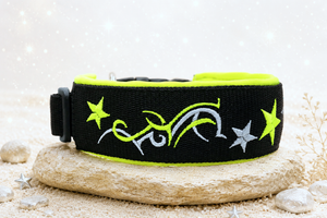 '⭐ Starlight Neon' – extrabreites Halsband/ Sofortkauf / Innenumfang ca. 34 - 39 cm