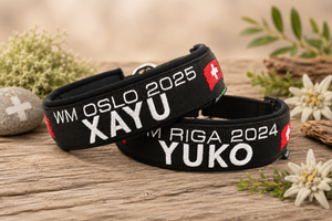 Halsband „schwiizer Liebi“ – personalisiert & individuell / Preis inkl. Stickerei & Neopren-Polsterung (Basis: 2,5 cm Gurtband / ca. 3,5 cm Gesamtbreite). Weitere Optionen können den Endpreis verändern. (Kopie) (Kopie)