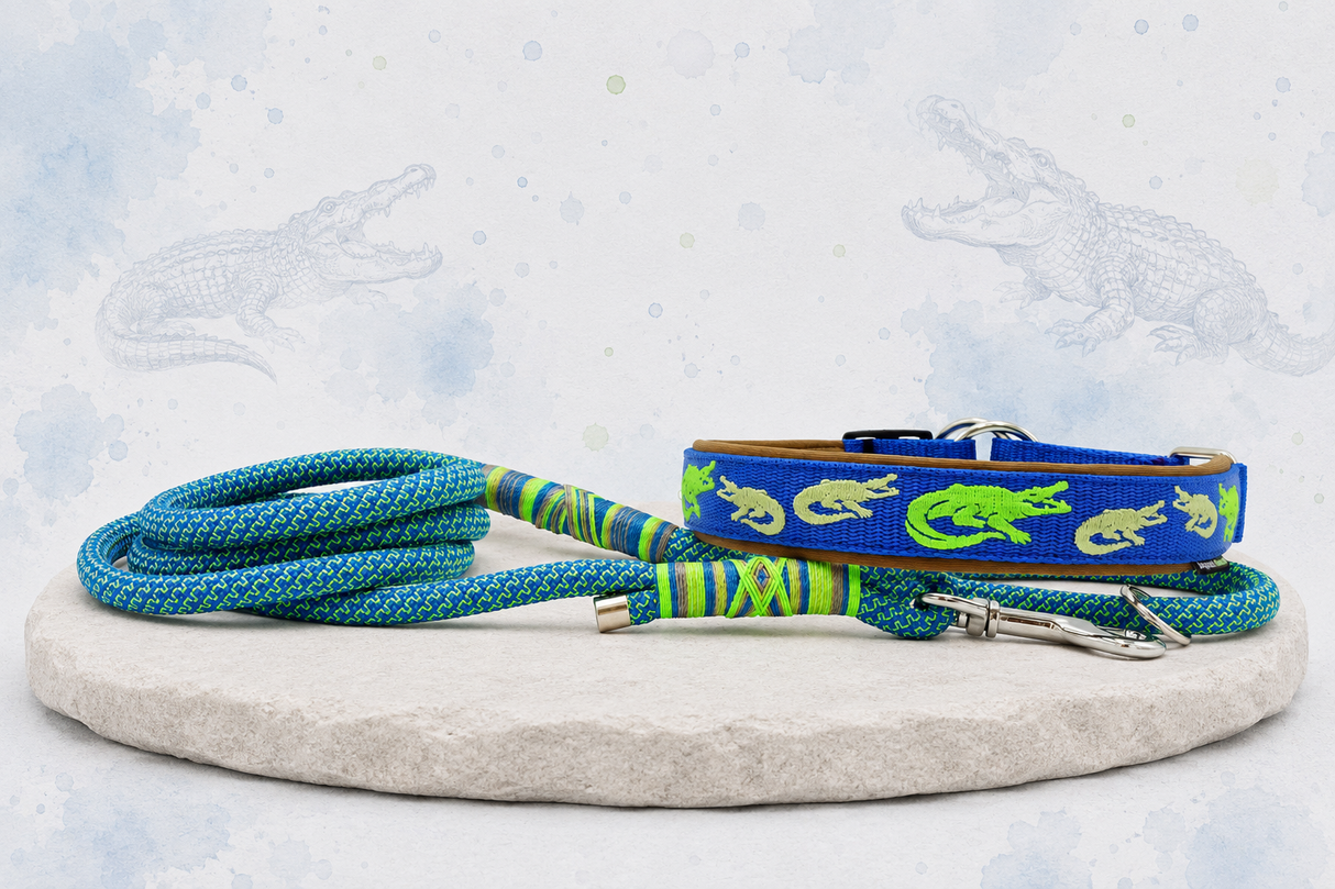 🌿🐊 Halsband „Wild River“ Zugstopp / Sofortkauf / Innenumfang ca. 39-44 cm