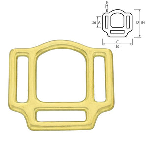 Halfterviereck mit 3 Öffnungen messing
