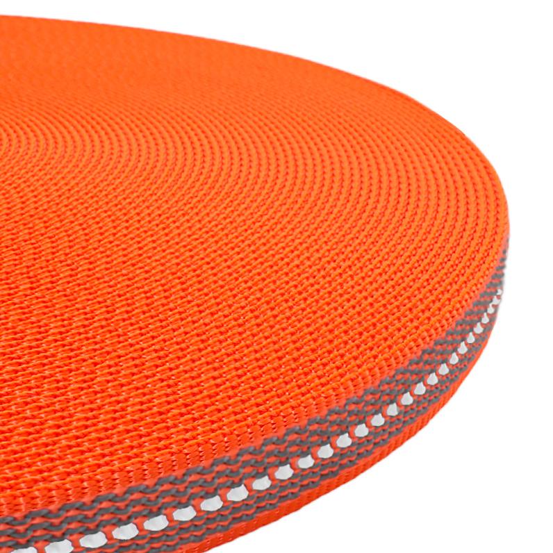 Anti-Rutsch Gurtband mit Gummifäden und stark reflektierenden Streifen - orange